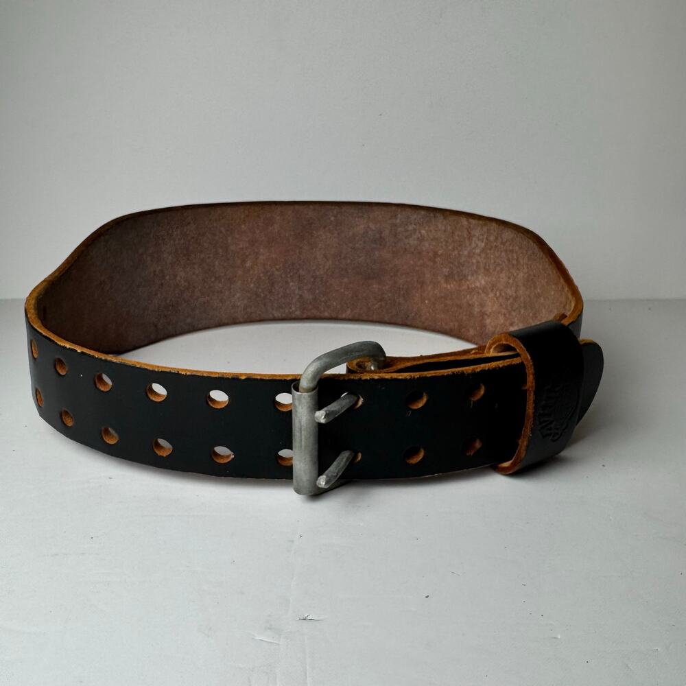 Vintage Altus Leather Weightlifting Belt Old School Gym 2-in Prong Black M 23/24